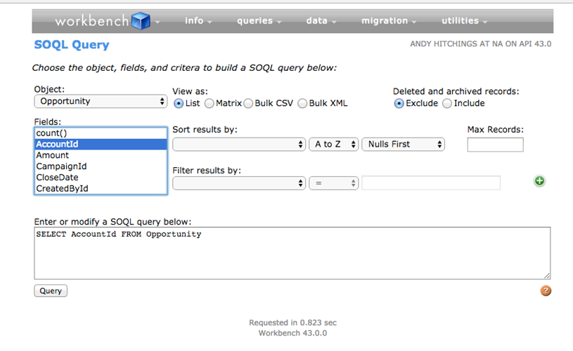 soql workbench query