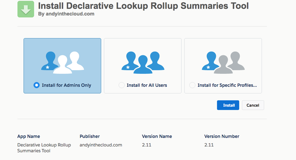 lookup rollup installation for admins