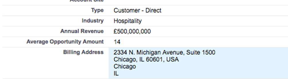 billing address information salesforce
