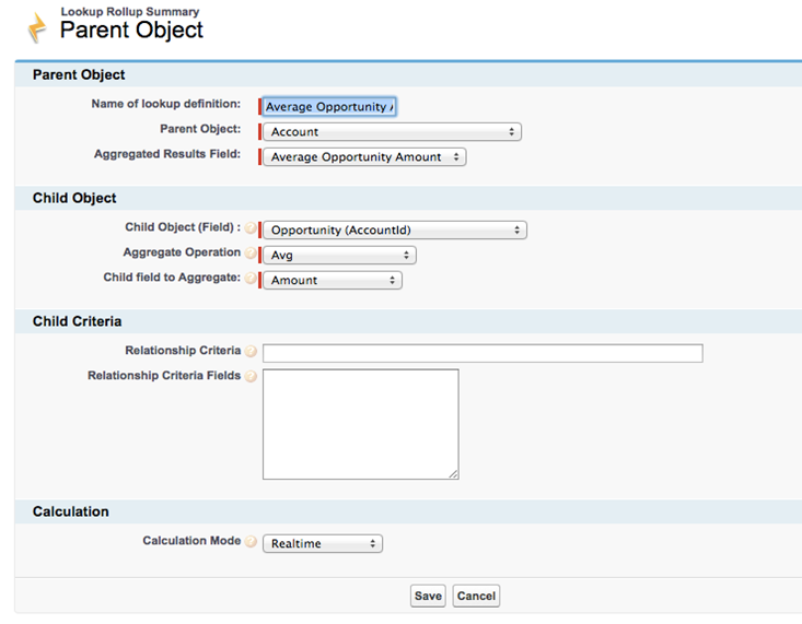 parent objective lookup rollup salesforce